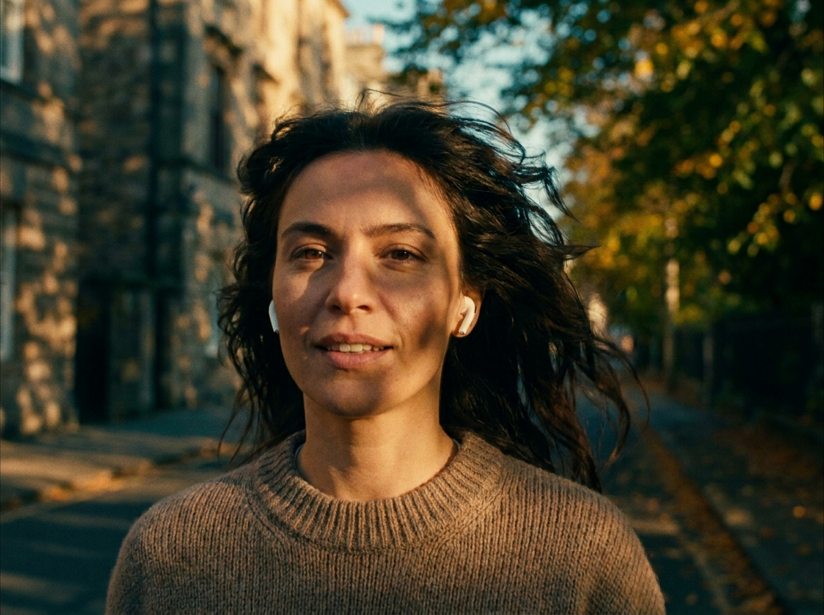 Runner with AirPods at golden hour